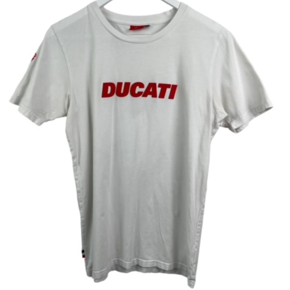 DUCATI Mens S Logo T-Shirt Red Print Logo Short Sleeve